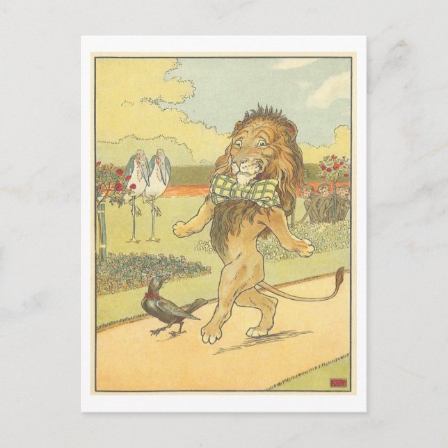 Carte Postale Illustration vintage Lion dansant avec Bowtie (Devant)