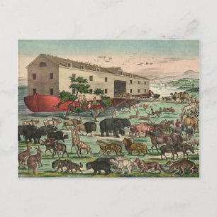Carte Postale Illustration vintage Noahs Ark Animals 1882