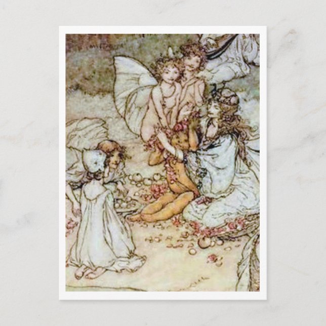 Carte Postale Illustration vintage par Arthur Rackham Fairies (Devant)