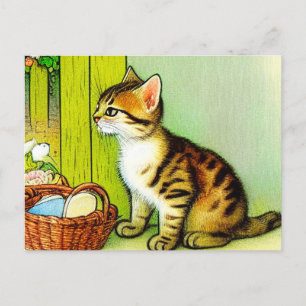 Carte Postale Illustration vintage Tabby Cat