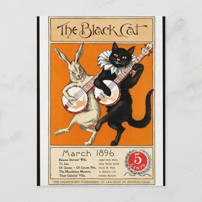 Carte Postale Illustration vintage, The Black Cat, 1896 (Devant)