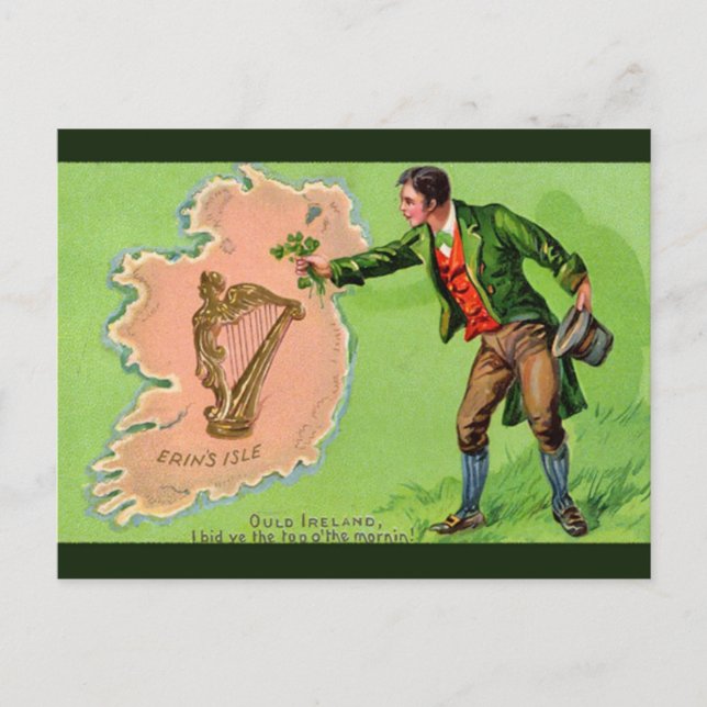 Carte Postale Illustration vintage unique - Erin's Isle (Devant)