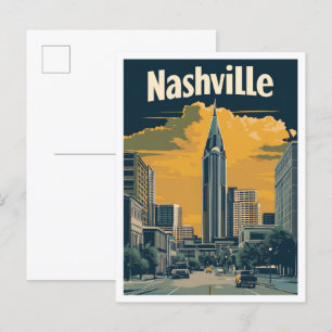Carte Postale Illustration Vintage voyage américaine de Nashvill