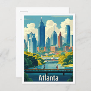 Carte Postale Illustration Vintage voyage Atlanta Georgia USA