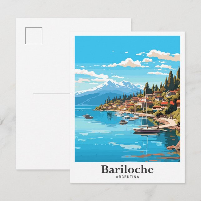 Carte Postale Illustration Vintage voyage de Bariloche Argentine (Devant / Derrière)
