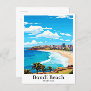 Carte Postale Illustration Vintage voyage de Bondi Beach Austral