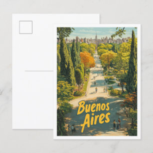 Carte Postale Illustration Vintage voyage de Buenos Aires Argent