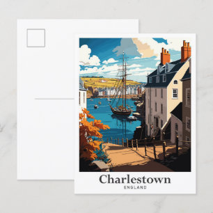 Carte Postale Illustration Vintage voyage de Charlestown Anglete