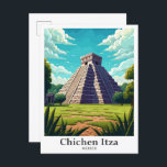 Carte Postale Illustration Vintage voyage de Chichen Itza Mexiqu<br><div class="desc">Chichen Itza Mexique Vintage voyage d'art Peinture Illustration</div>