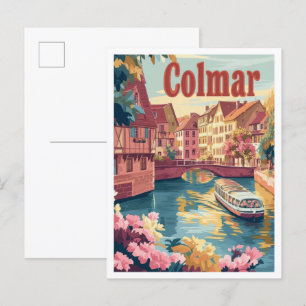 Carte Postale Illustration Vintage voyage de Colmar France