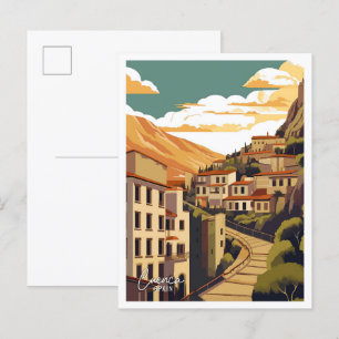 Carte Postale Illustration Vintage voyage de Cuenca Espagne