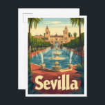 Carte Postale Illustration Vintage voyage de Sevilla Espagne<br><div class="desc">Exemple de lieu de voyage Sevilla Spain Art Vintage</div>