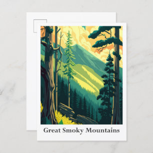 Carte Postale Illustration Vintage voyage des Great Smoky Mounta