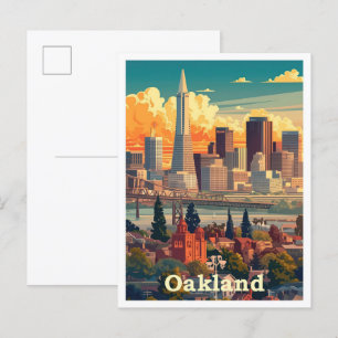 Carte Postale Illustration Vintage voyage d'Oakland en Californi