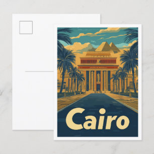 Carte Postale Illustration Vintage voyage du Caire en Egypte