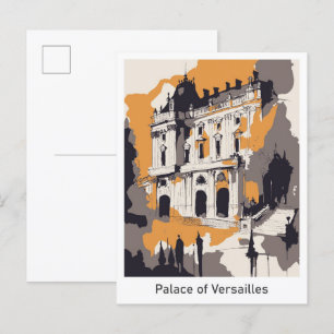 Carte Postale Illustration Vintage voyage du château de Versaill