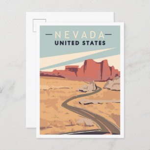 Carte Postale Illustration Vintage voyage du Nevada aux États-Un