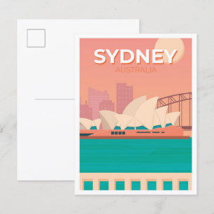 Carte Postale Illustration Vintage voyage Sydney Australie