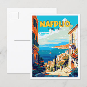 Carte Postale Illustration voyage vintage Nauplie Grèce Postcar