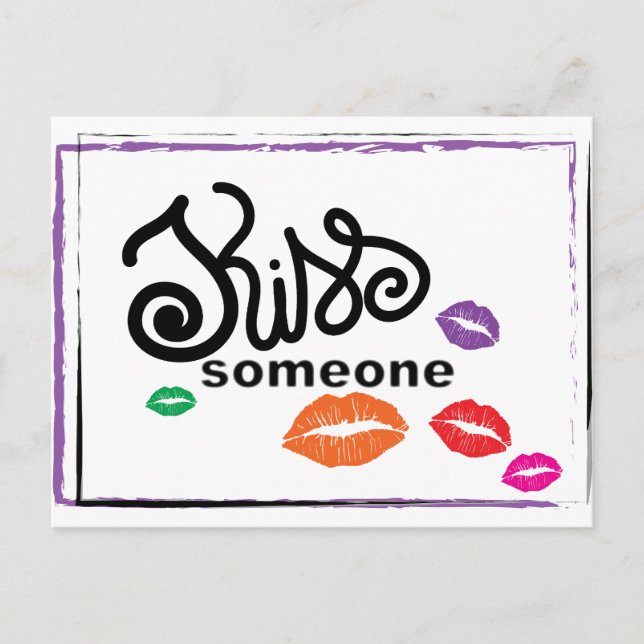 Carte Postale Illustration Whimsical Colorful KISSES (Devant)