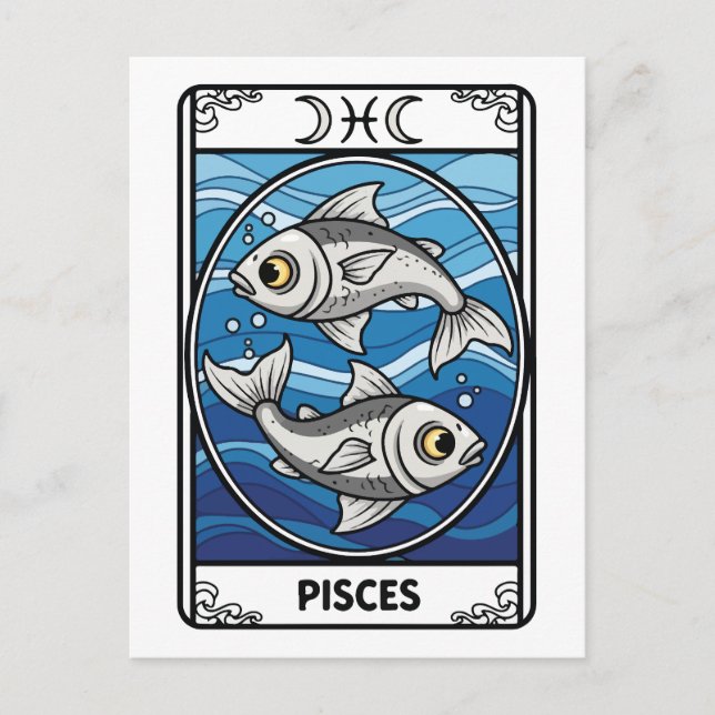 Carte Postale Illustration Zodiac Pisces Style Tarot (Devant)