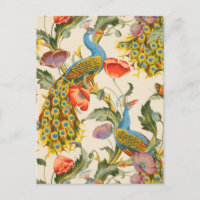 Illustrations de Peacock et de poppies vintages