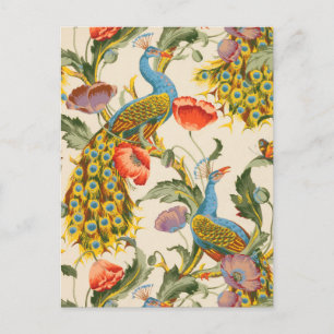 Carte Postale Illustrations de Peacock et de poppies vintages