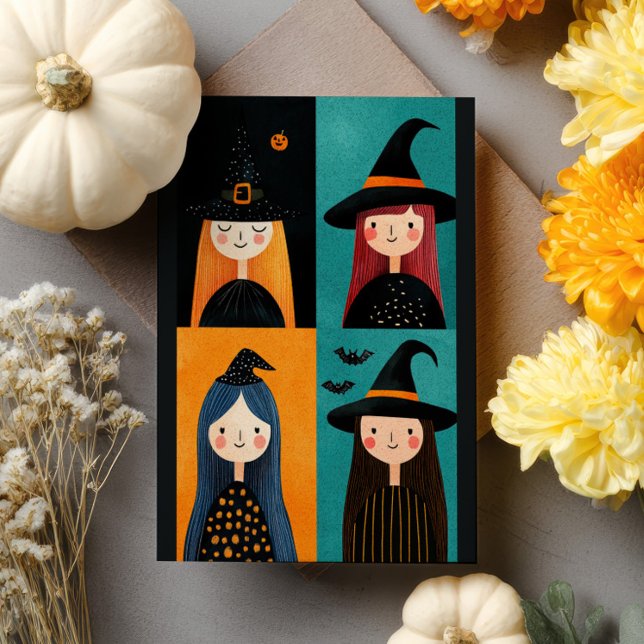 Carte Postale Illustrations de sorcière ironique Halloween Éffra (Créateur téléchargé)
