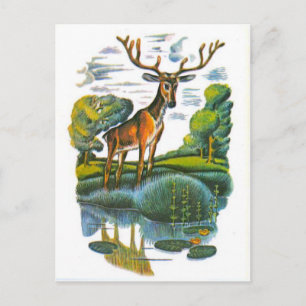 Carte Postale Illustrations russes vintages, fables d'Aesop 4