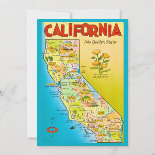 Carte postale illustrée de Californie 5x7 grand fo