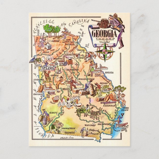 Carte postale illustrée de Géorgie (Devant)