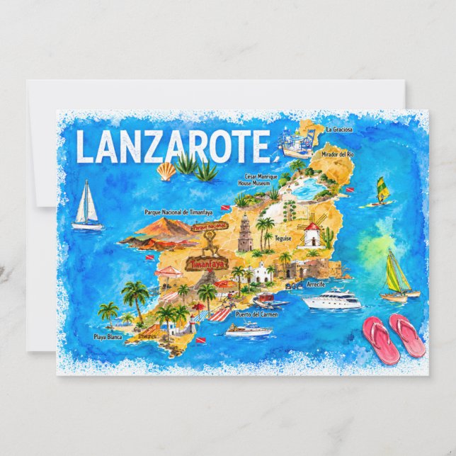 Carte postale illustrée de Lanzarote Canaries Espa (Devant)