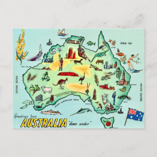 Carte postale illustrée de l'Australie