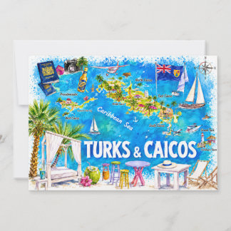 Carte postale illustrée de l'île des Turks & Caico