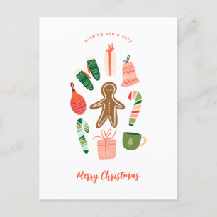 Carte postale illustrée de l'ornement de Noël