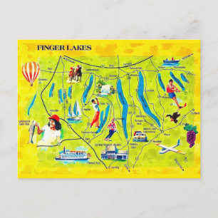 Carte postale illustrée de New York Finger Lakes
