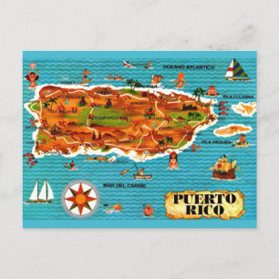 Carte postale illustrée de Porto Rico en espagnol