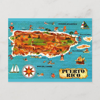 Carte postale illustrée de Porto Rico en espagnol