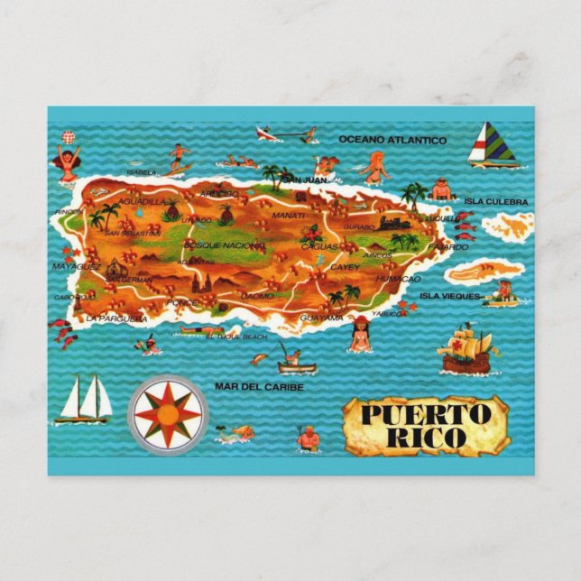 Carte postale illustrée de Porto Rico en espagnol (Devant)