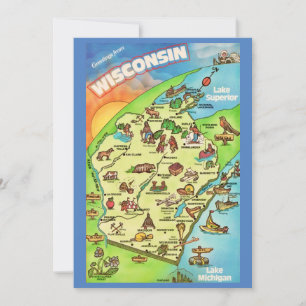 Carte postale illustrée de Wisconsin 5x7 grand for