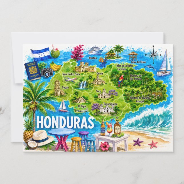 Carte postale illustrée du Honduras (Devant)