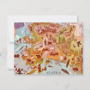 Carte postale illustrée vintage de l'Alaska