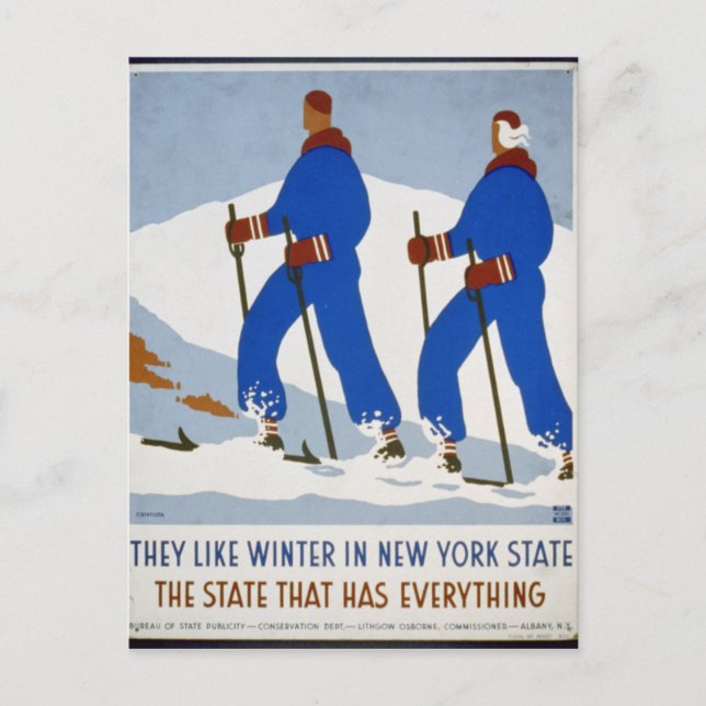 Carte Postale Ils aiment l'hiver dans l'État de New York (Devant)