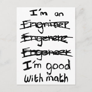 Carte Postale I'm à Engineer, I'm Good With Math Postcards