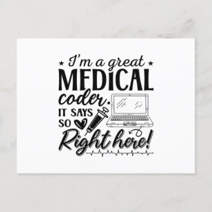 Carte Postale I'm A Great Medical Coder ICD Programmer Coding
