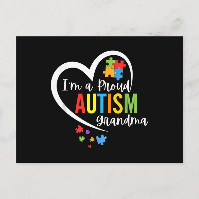 Carte Postale I'm A Proud Grandma Love Heart Autism Awareness Pu (Devant)
