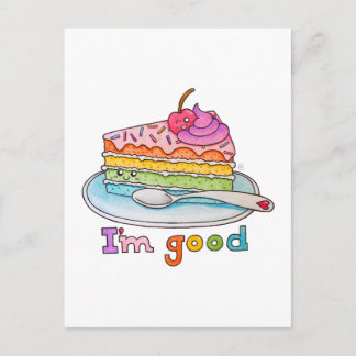 Carte Postale I'm Good, Kawaii Cartoon Rainbow Cake Postcard