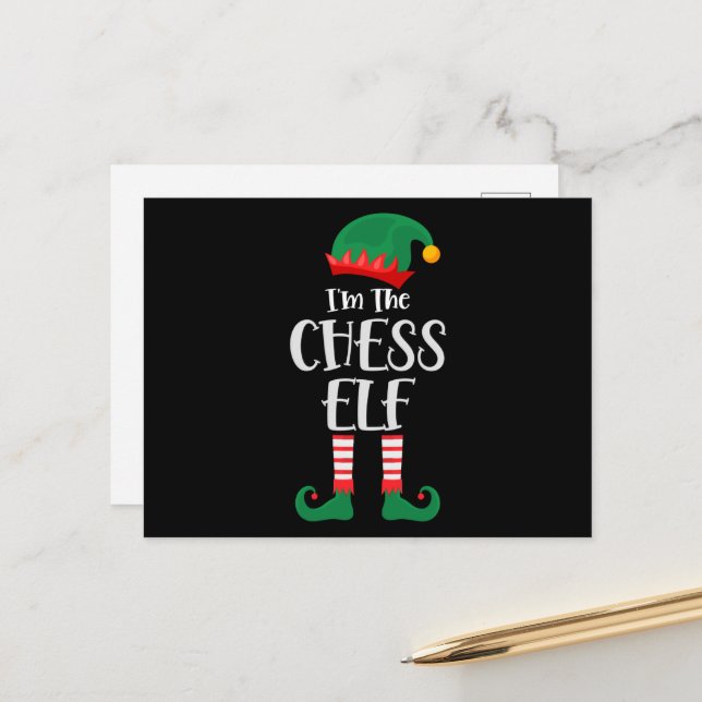 Carte Postale Im The Chess Elf Matching Christmas (Devant/Arrière en situation)