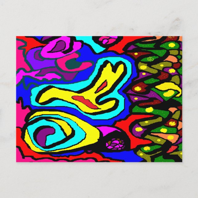 Carte Postale Image d'art avec beaucoup de couleur vive et bourd (Devant)