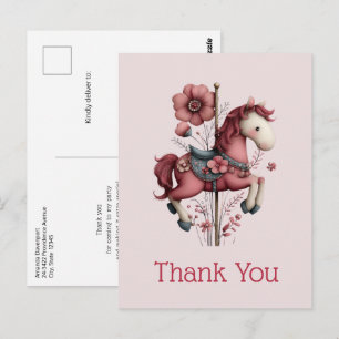 Carte Postale Image de cheval de carrousel fantaisiste Merci